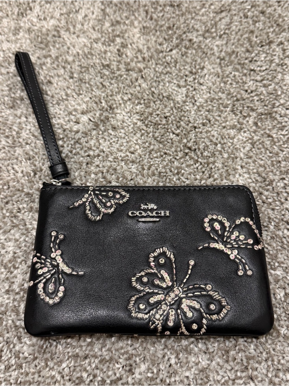 🦋 Coach Butterfly Embroidered Leather Wristlet